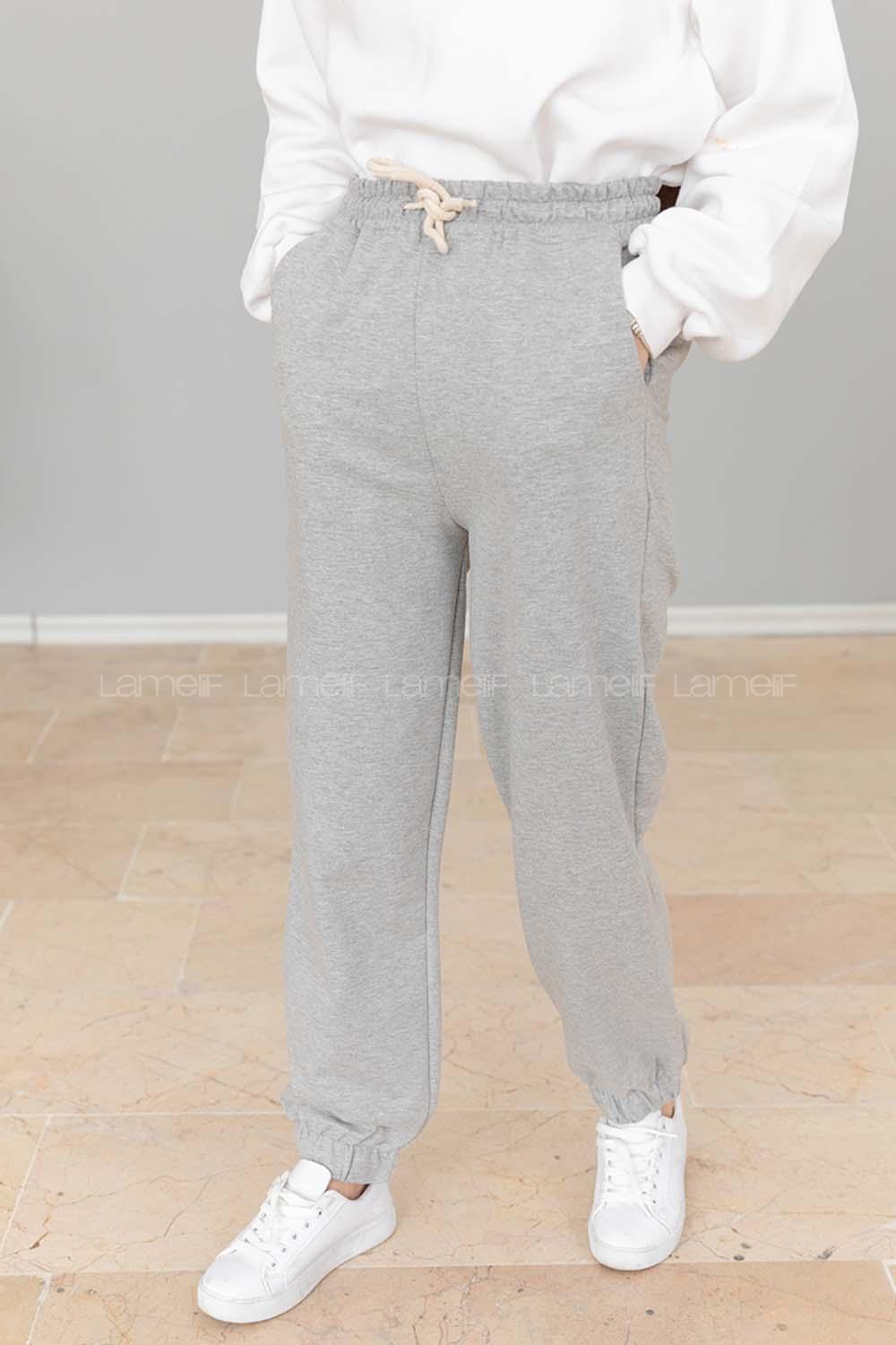 Modalamelif Bel Ve Paça Lastikli Eşofman Gri