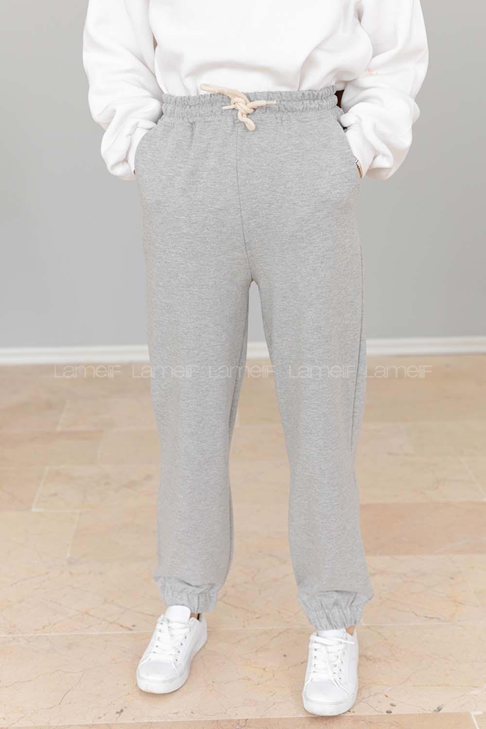 Modalamelif Bel Ve Paça Lastikli Eşofman Gri