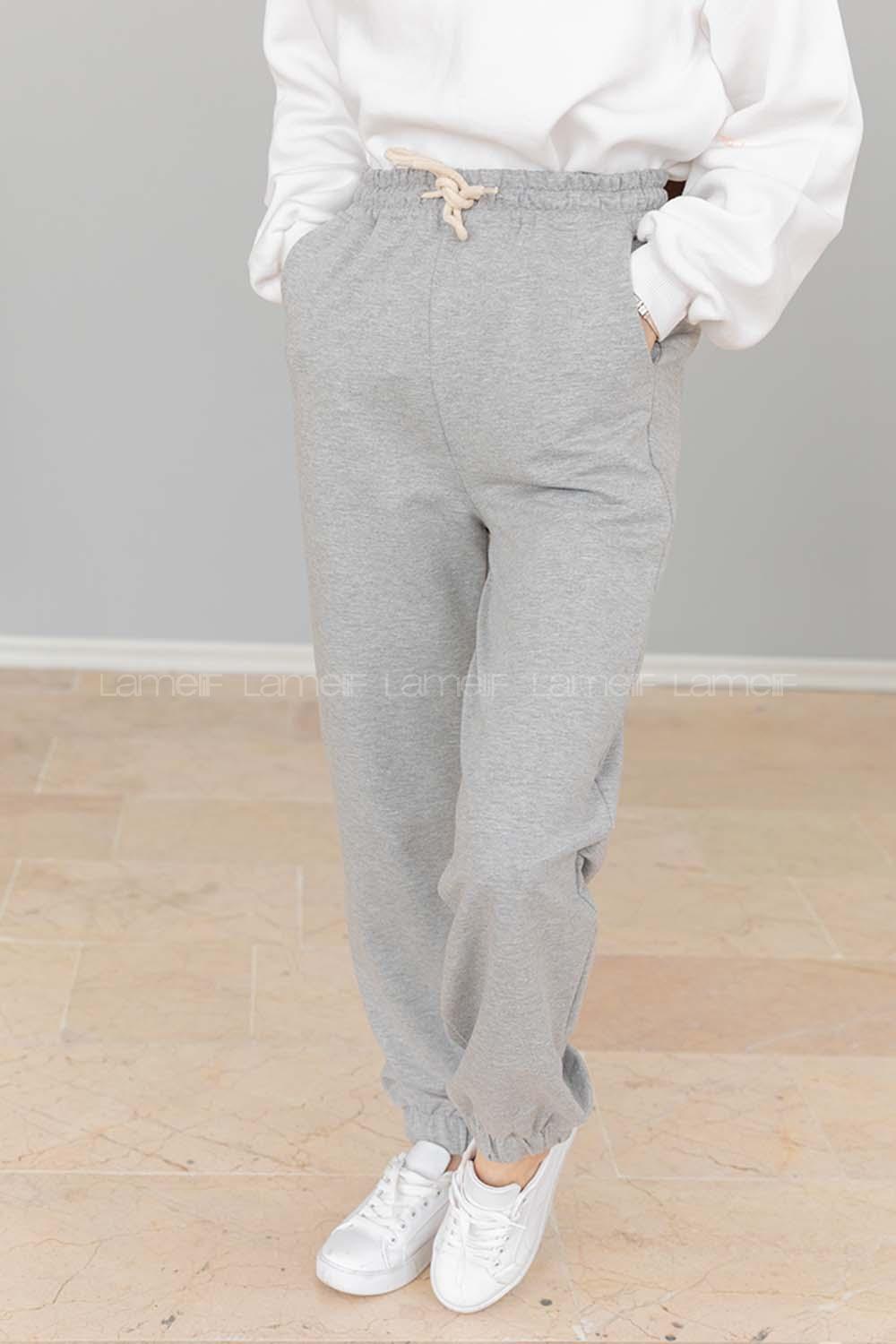 Modalamelif Bel Ve Paça Lastikli Eşofman Gri