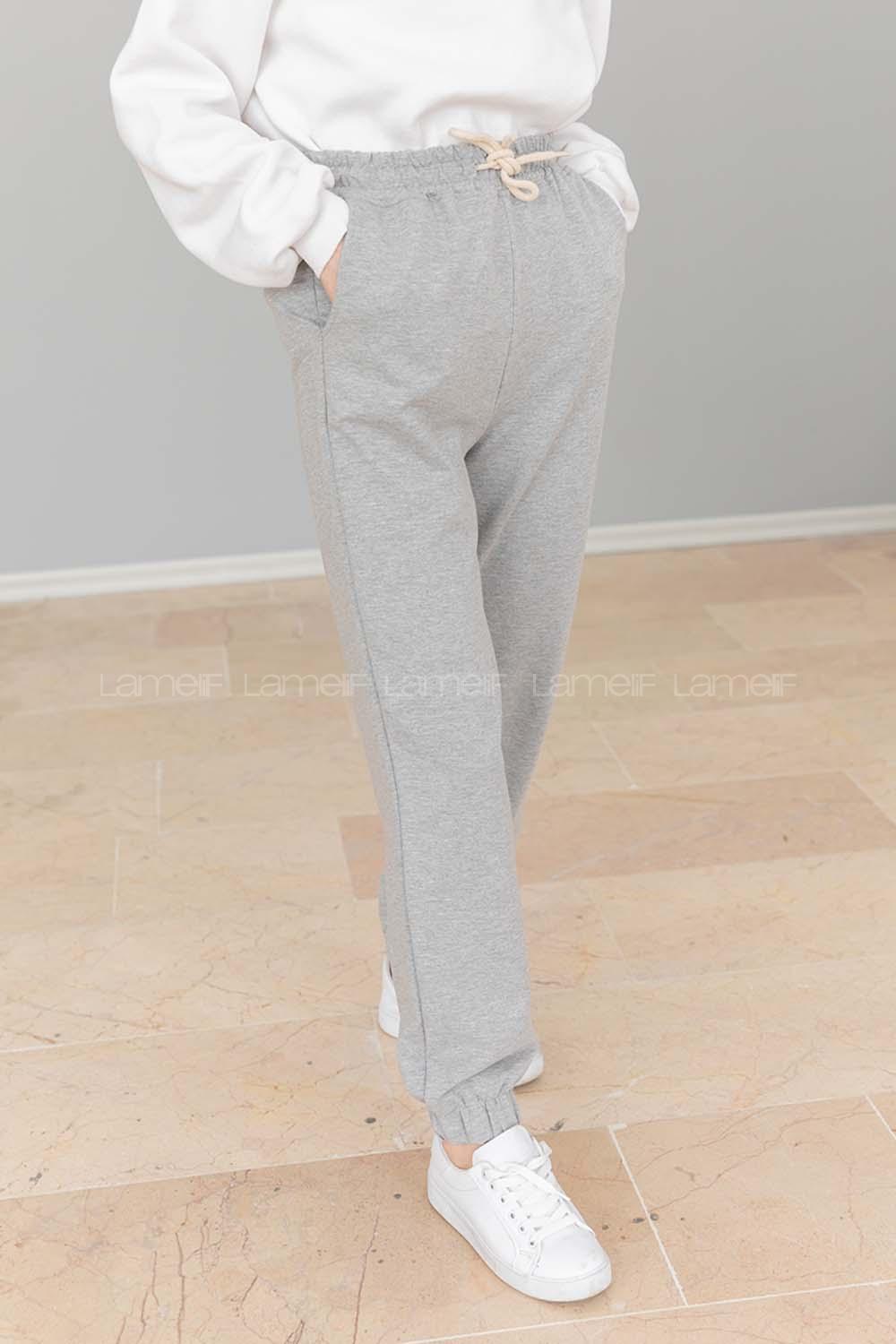 Modalamelif Bel Ve Paça Lastikli Eşofman Gri