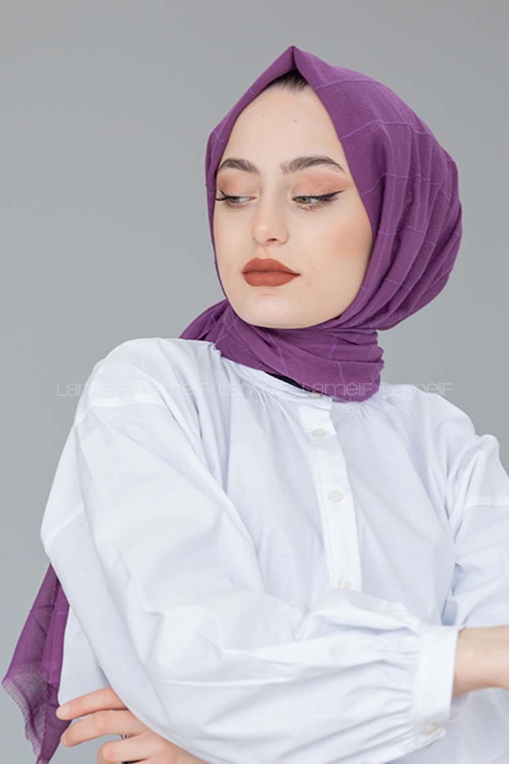 Modalamelif Açık Mor Çizgi Dokuma Şal