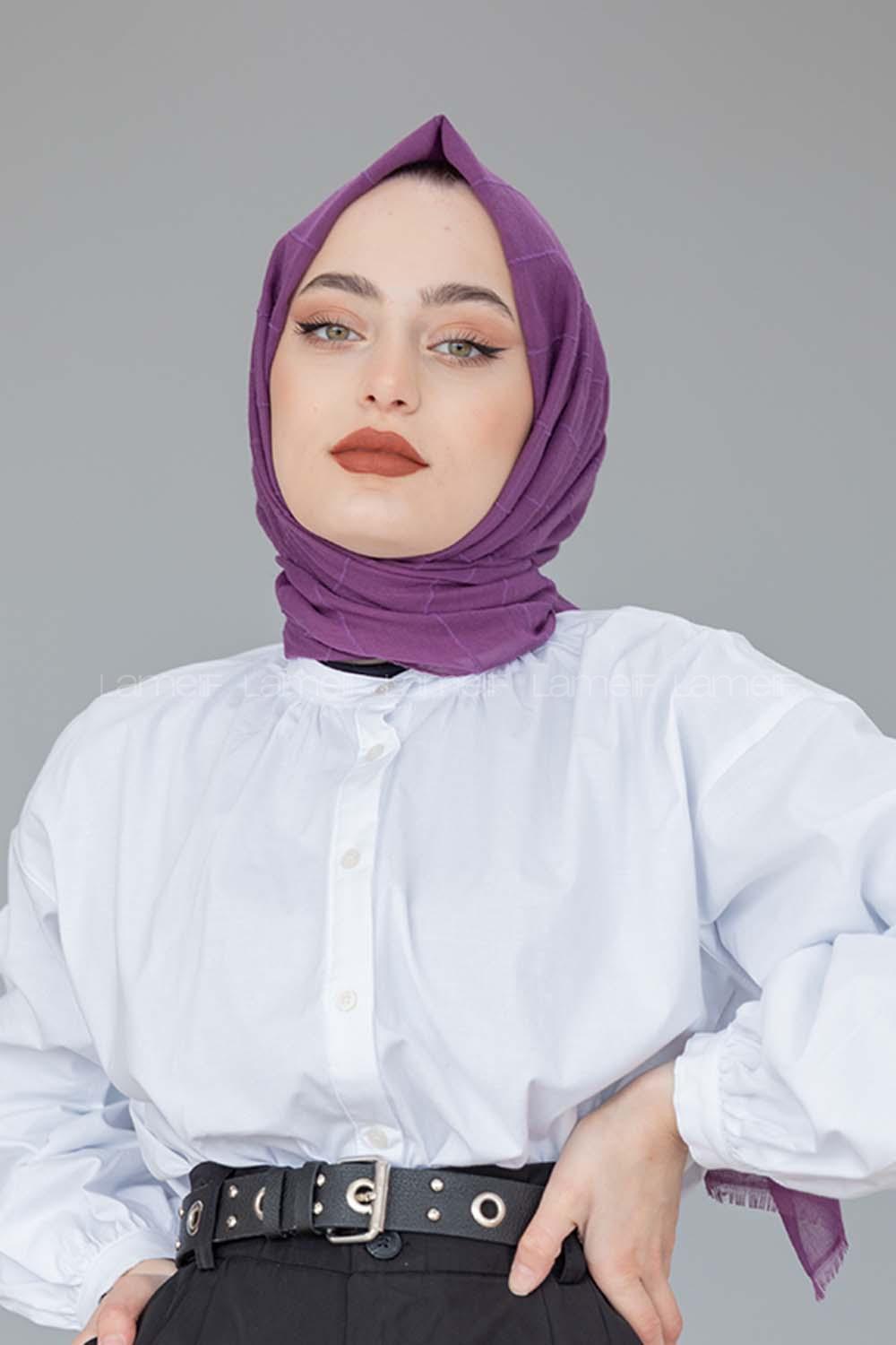 Modalamelif Açık Mor Çizgi Dokuma Şal