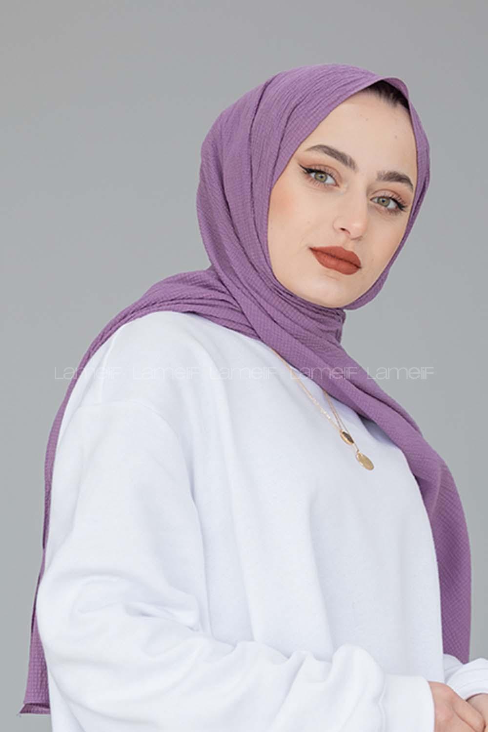 Modalamelif Lila Pamuk Crash Şal