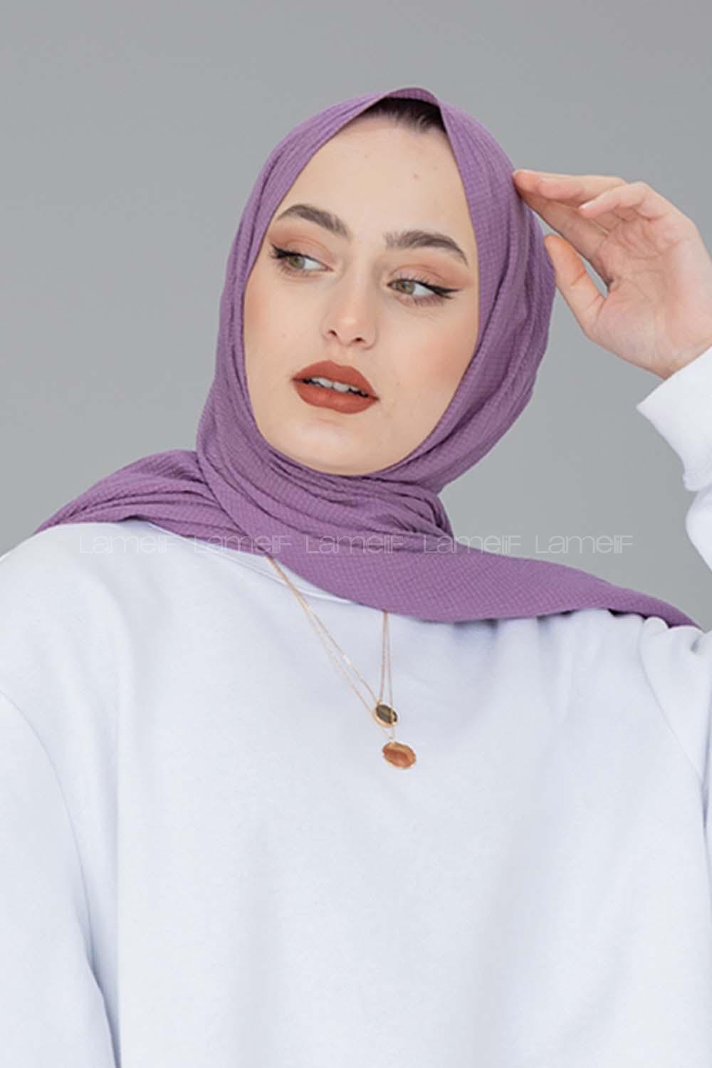 Modalamelif Lila Pamuk Crash Şal