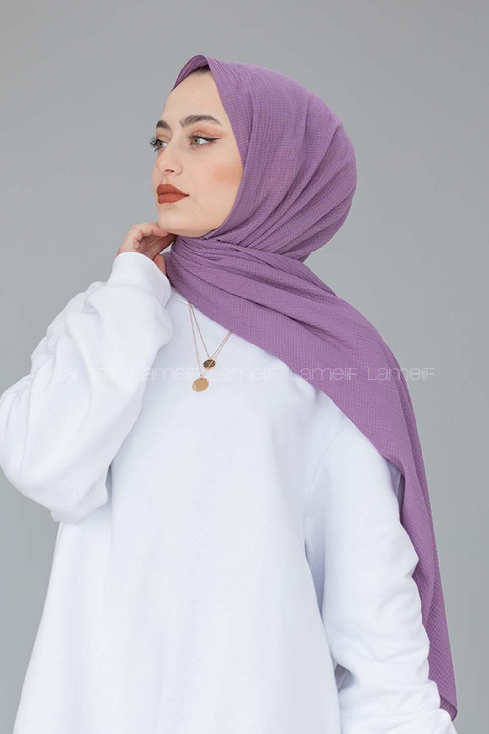 Modalamelif Lila Pamuk Crash Şal