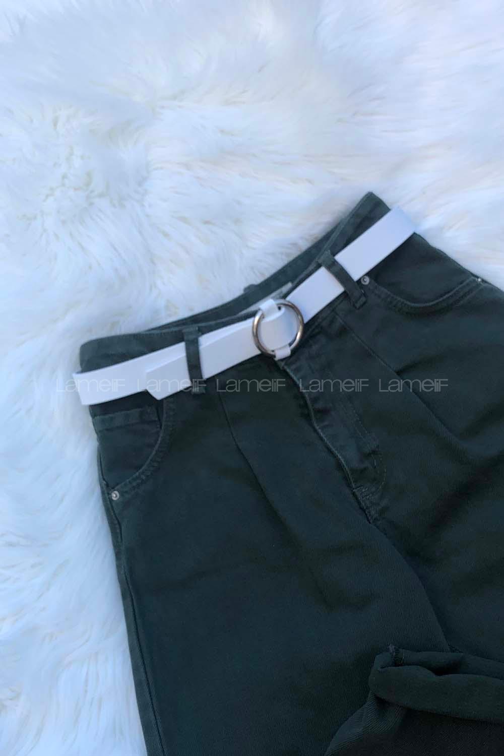 Modalamelif Daire Tokalı Gümüş Kemer Beyaz