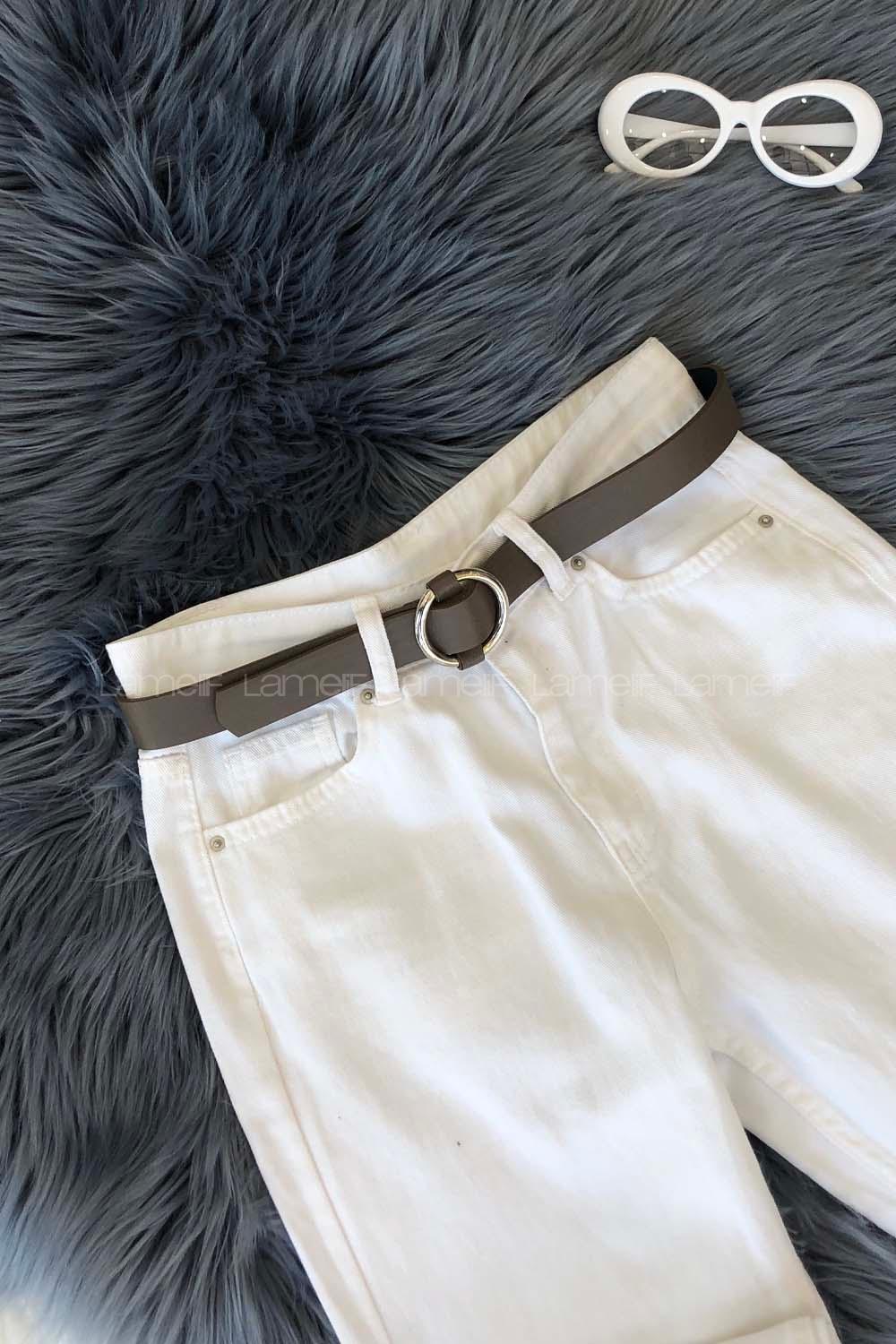 Modalamelif Daire Tokalı Gümüş Kemer Vizon