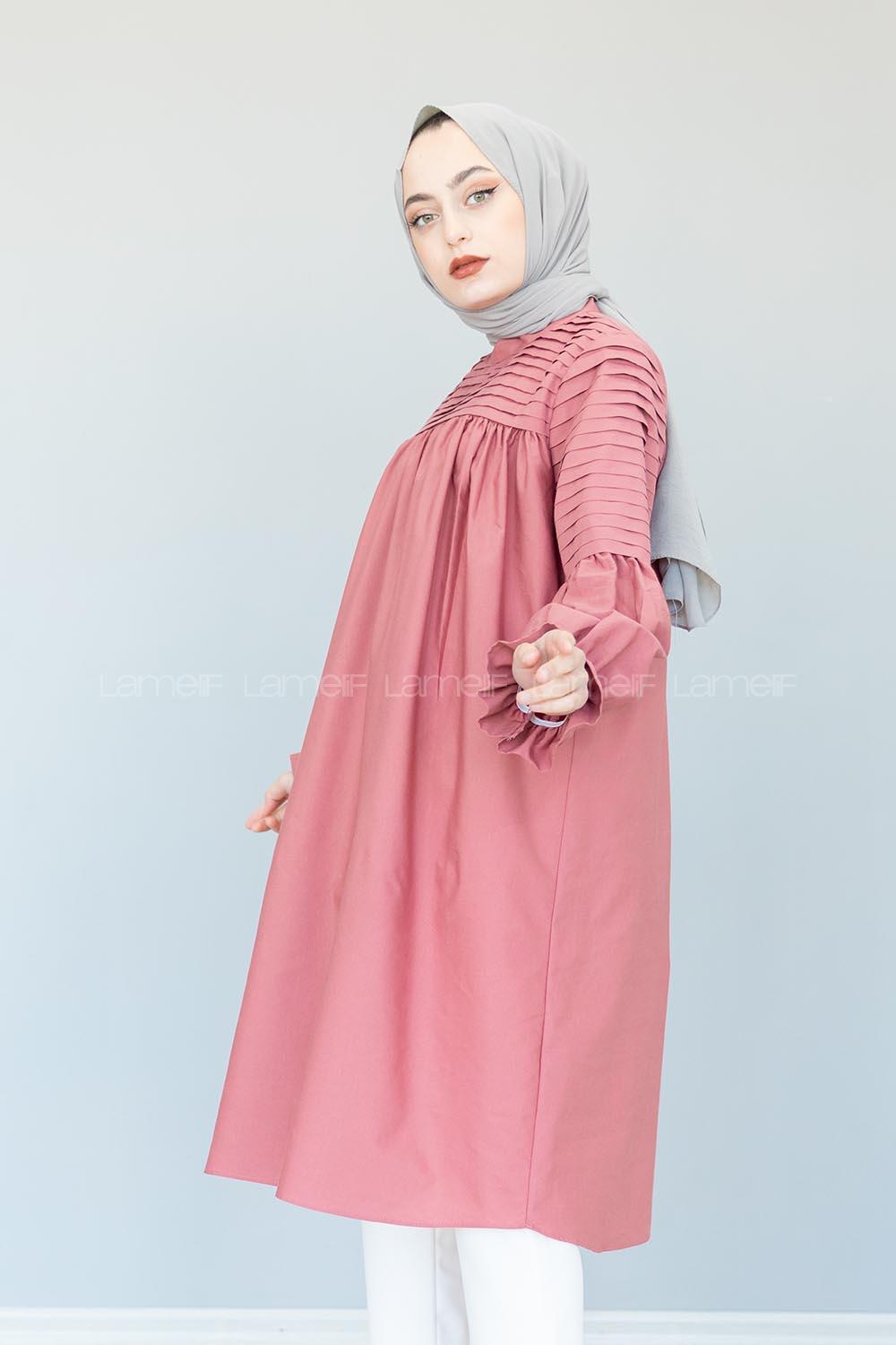 Modalamelif Hakim Yaka  Piliseli Tunik Gül