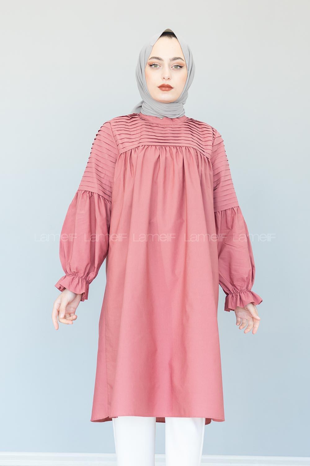 Modalamelif Hakim Yaka  Piliseli Tunik Gül