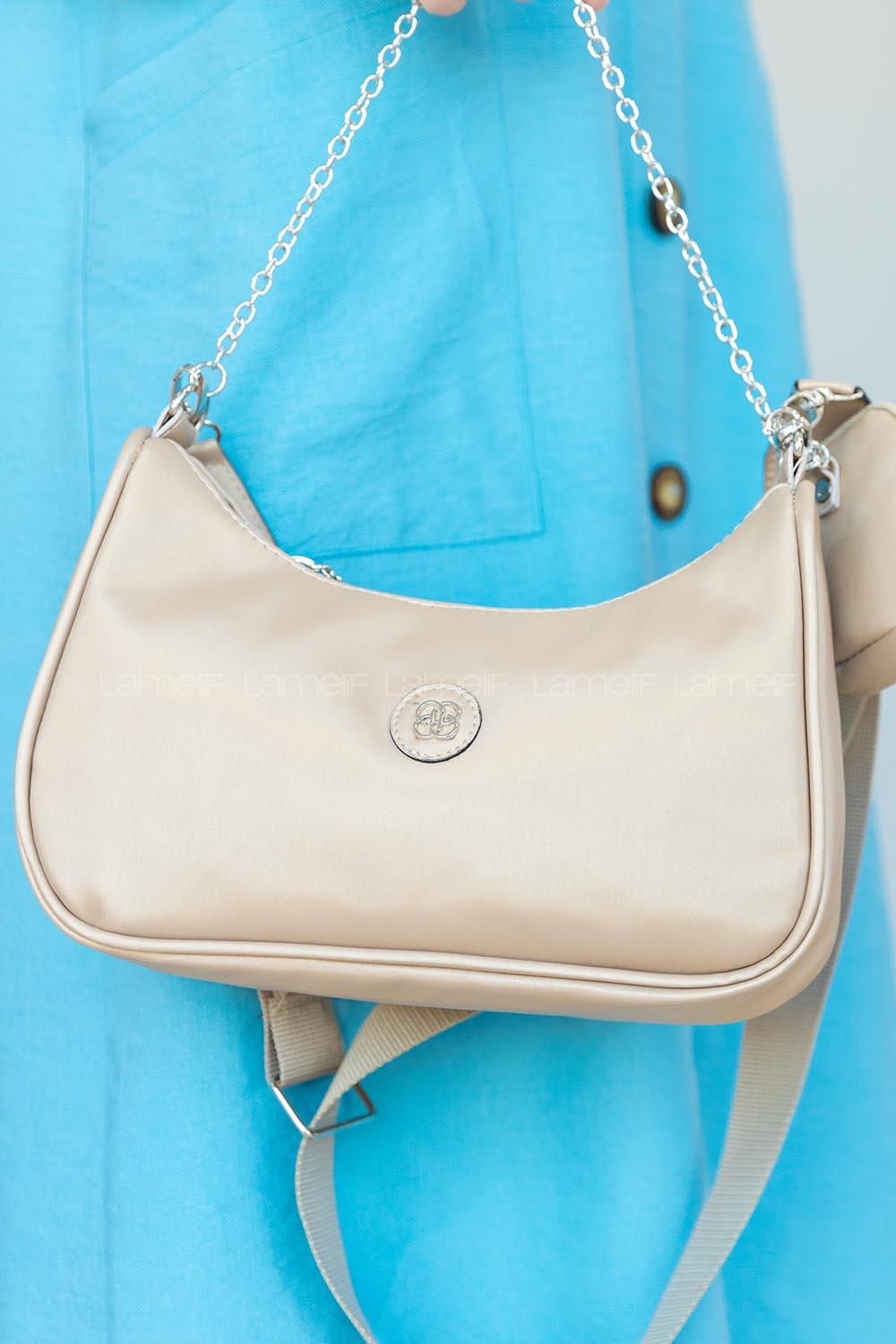 Modalamelif  saten kumaş dokulu ester kol çantası