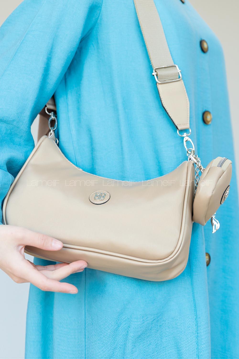 Modalamelif  saten kumaş dokulu ester kol çantası