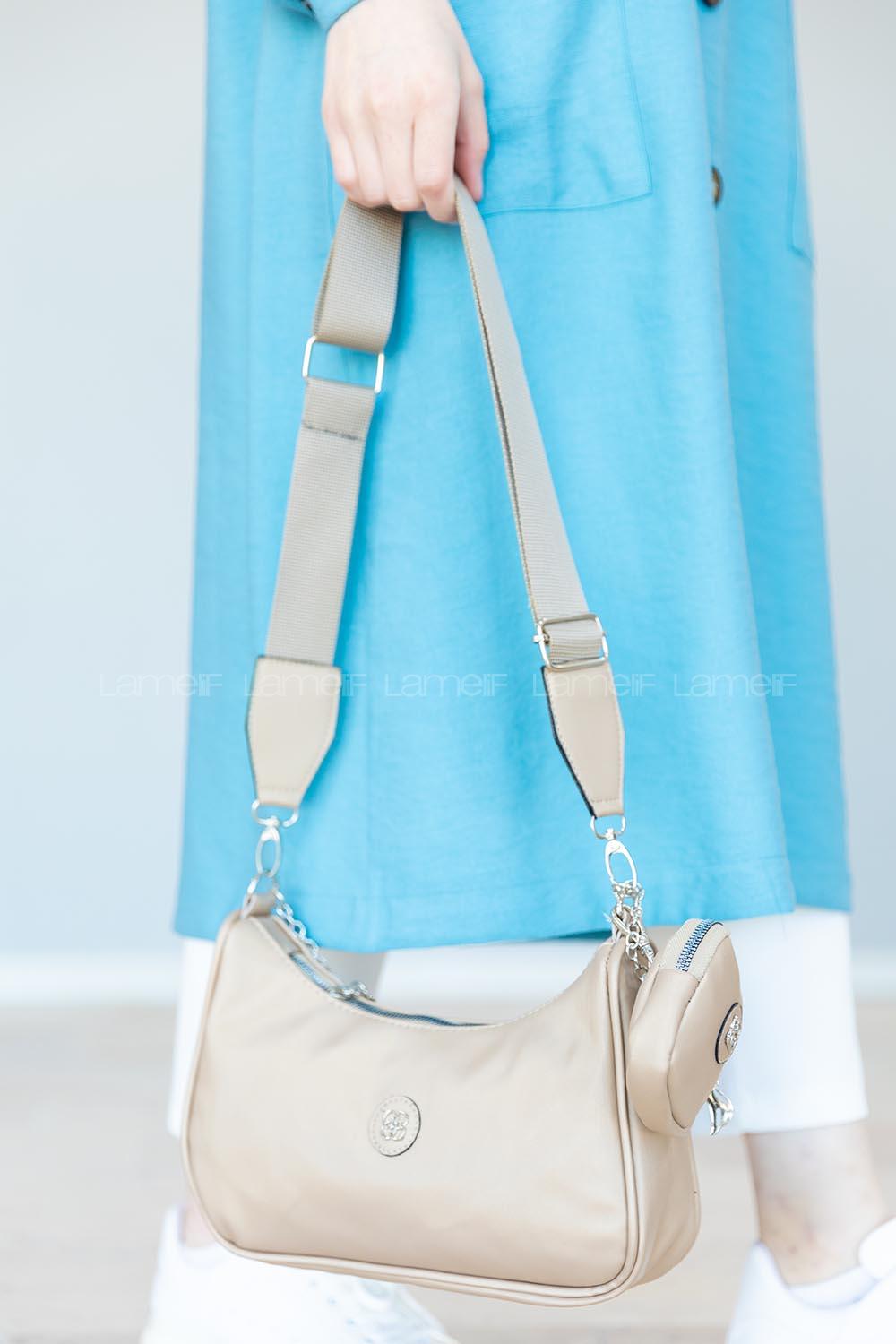 Modalamelif  saten kumaş dokulu ester kol çantası