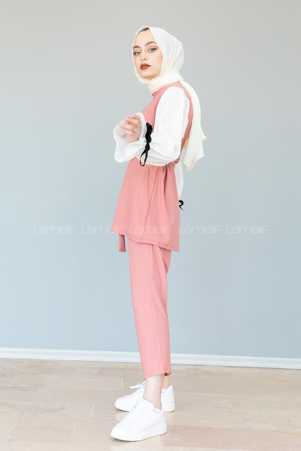 Modalamelif Kol Bağlamalı Garnili Takım Pudra