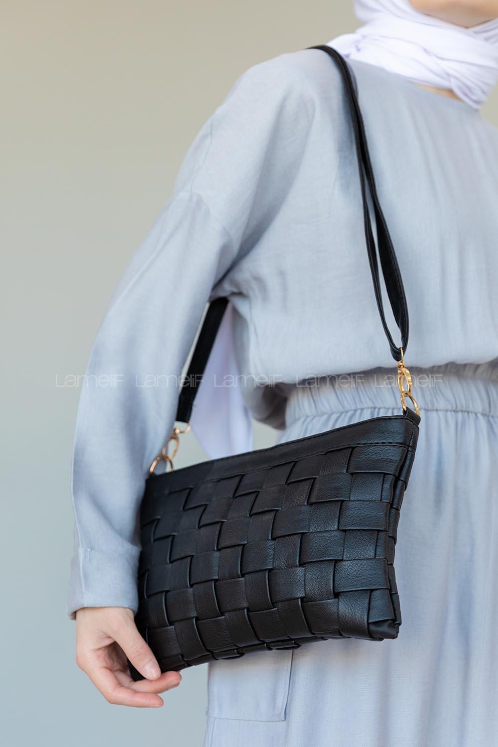 Modalamelif  Örgü Desen Çanta Siyah