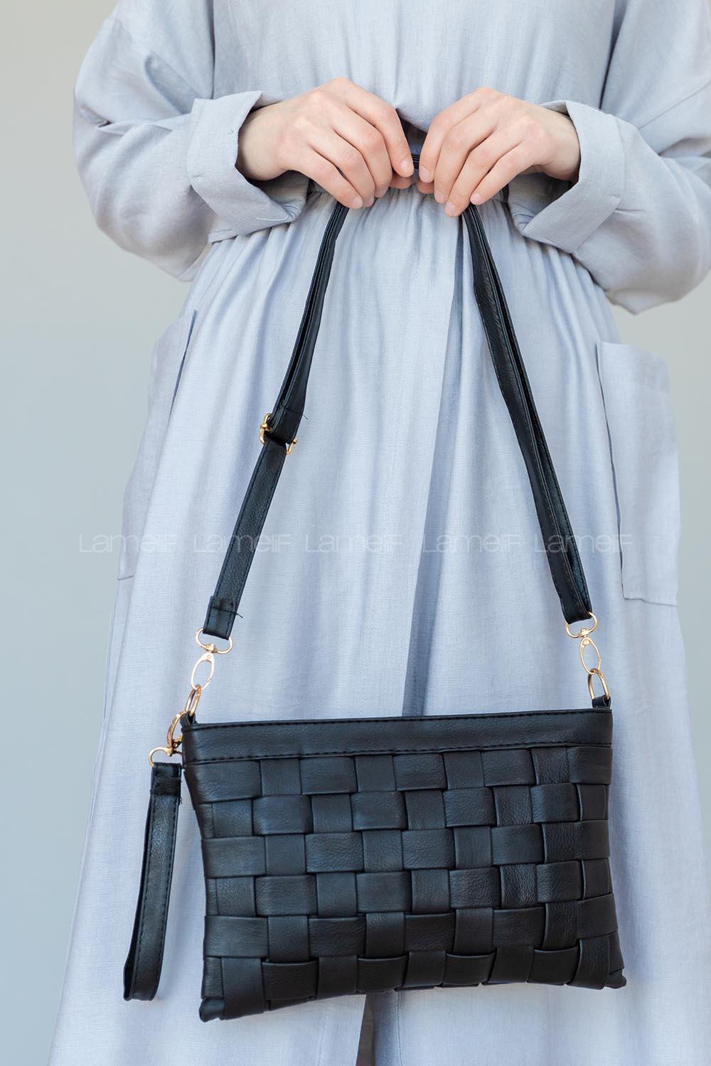 Modalamelif  Örgü Desen Çanta Siyah