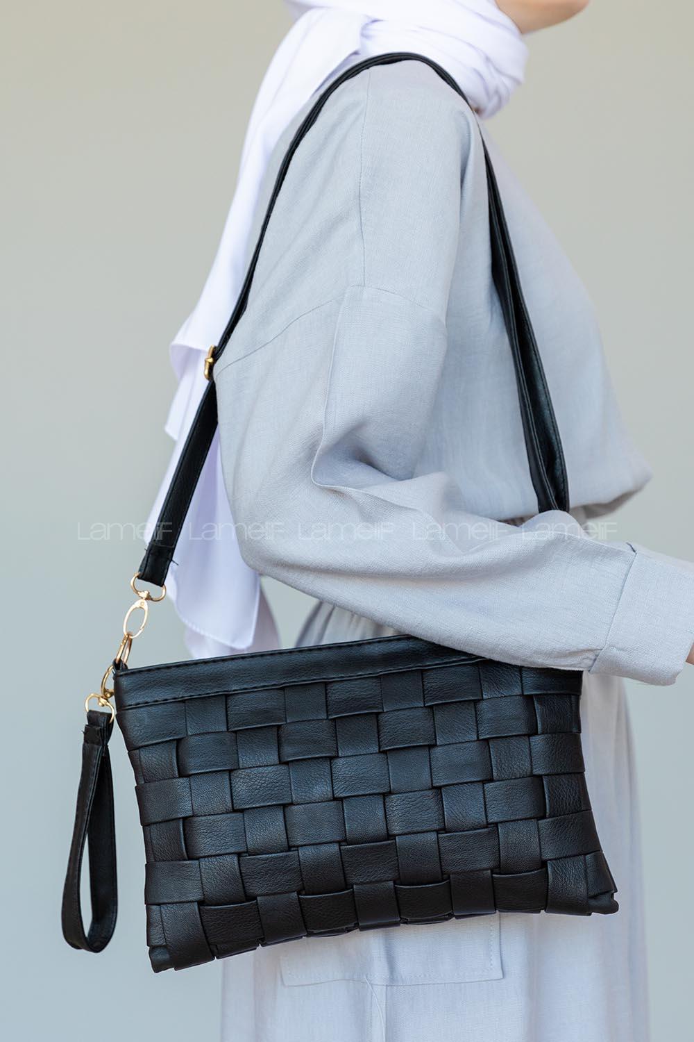 Modalamelif  Örgü Desen Çanta Siyah