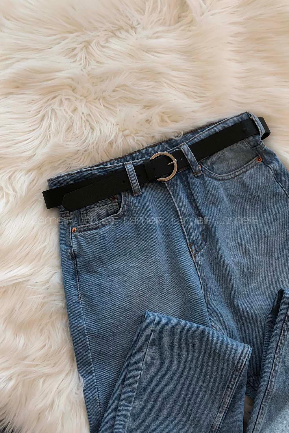 Modalamelif Halka Tokalı Gümüş Kemer Siyah