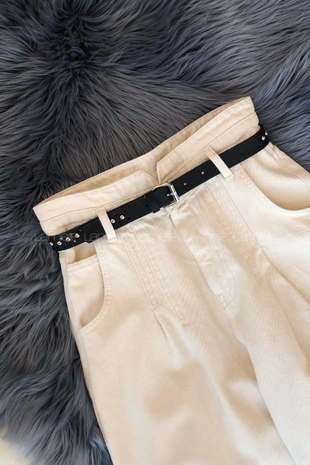 Modalamelif Kare Silindir Tokalı Perçin Detaylı Kemer Siyah