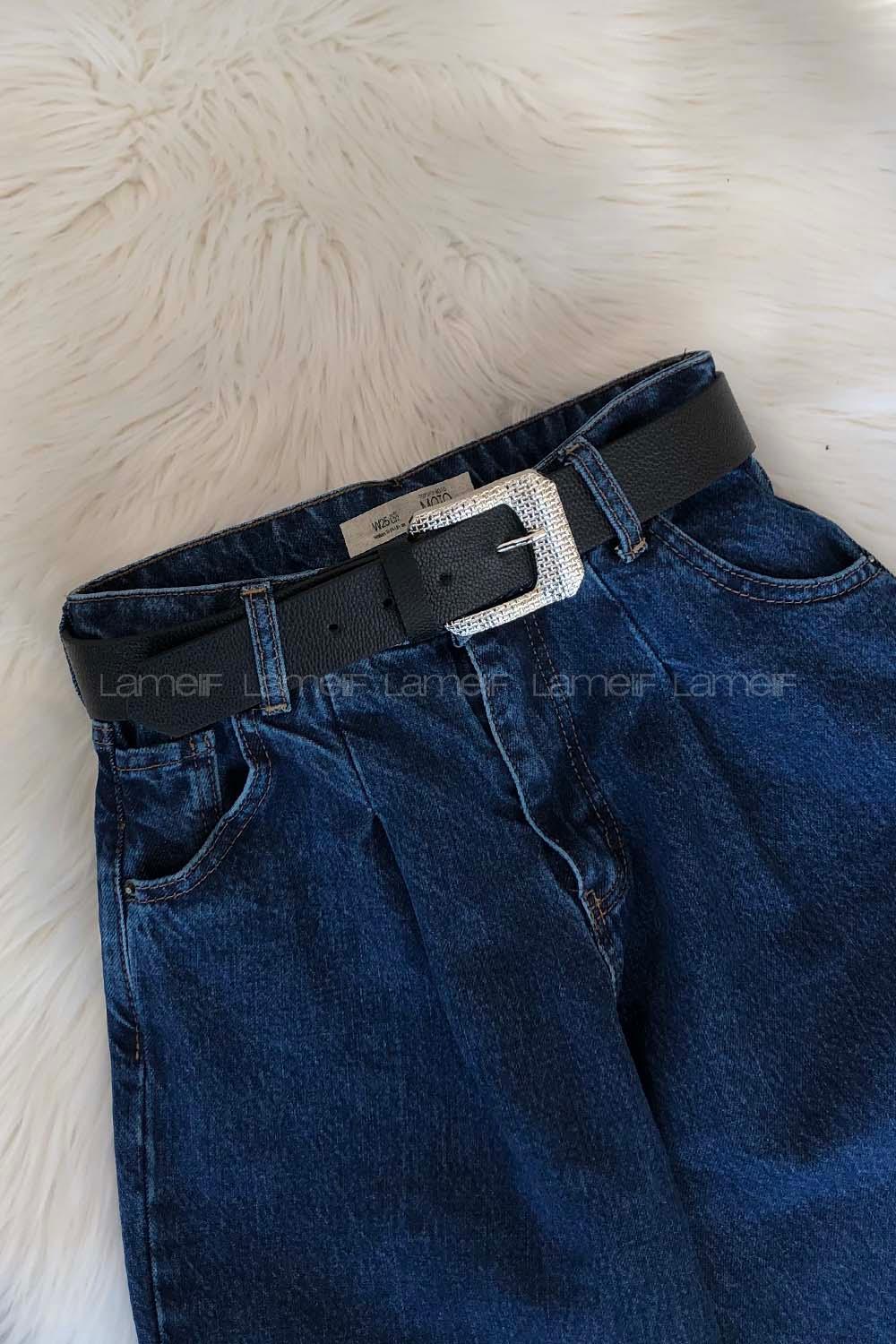 Modalamelif Retro Hasır Oymalı Kemer Siyah Gümüş