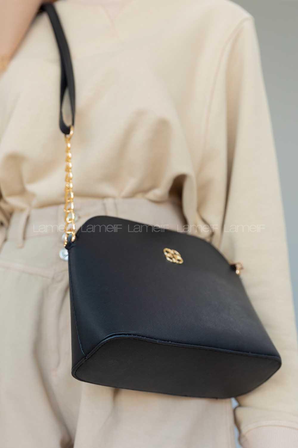 Modalamelif Deri Görünümlü Çanta Siyah