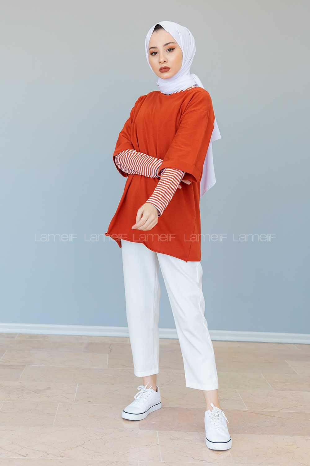 Modalamelif Yarım Kol Tişort Kiremit