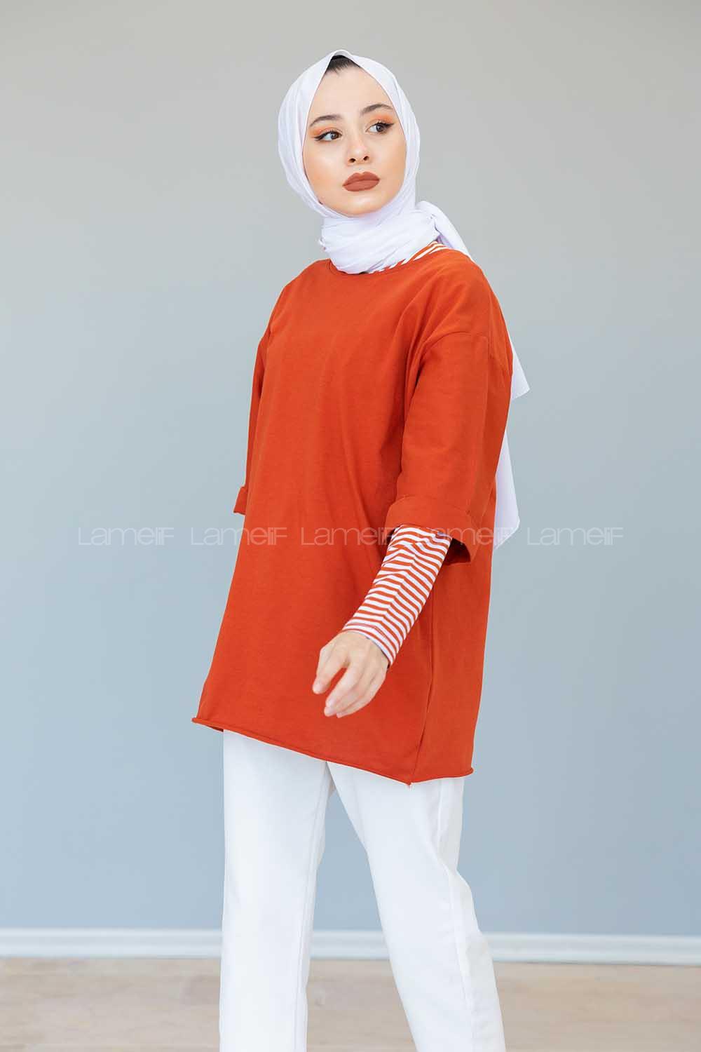 Modalamelif Yarım Kol Tişort Kiremit