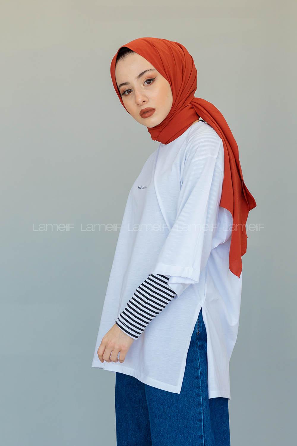 Modalamelif Brooklyn Baskılı T-Shirt  Beyaz