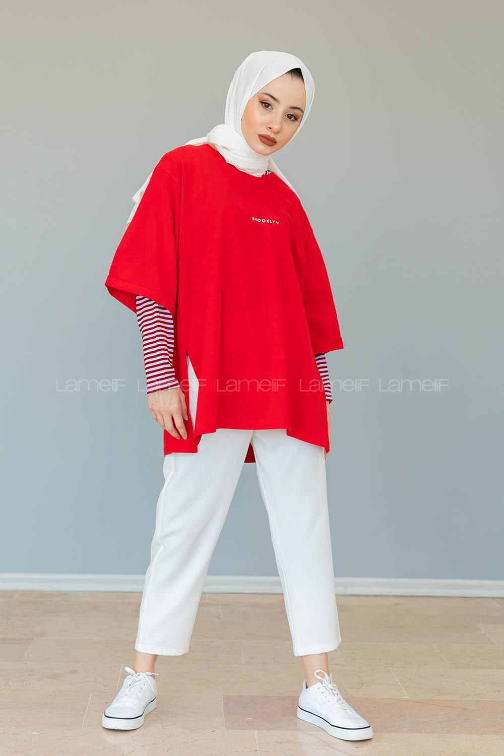 Modalamelif Brooklyn Baskılı T-Shirt  Kırmızı