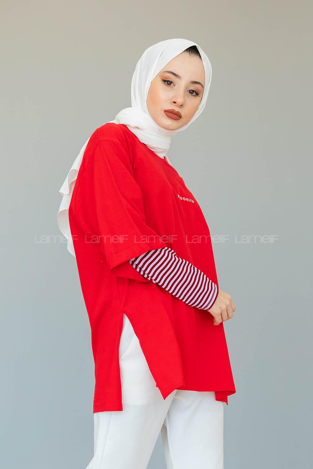 Modalamelif Brooklyn Baskılı T-Shirt  Kırmızı