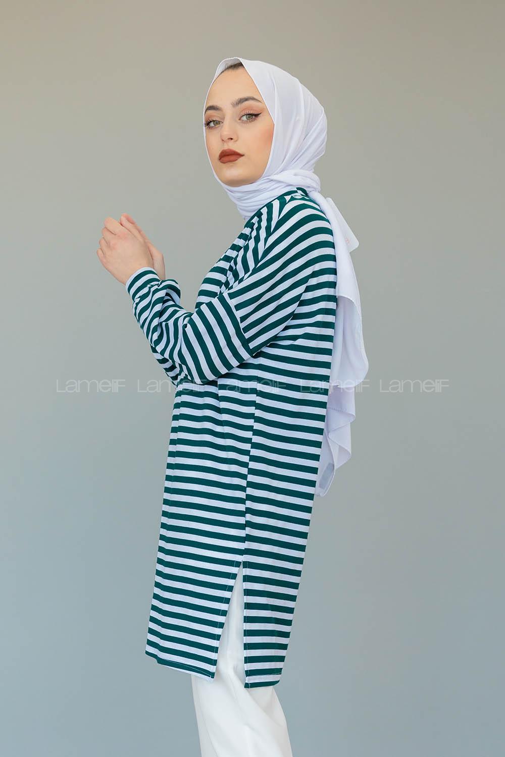 Modalamelif  Çizgili Tunik Yeşil