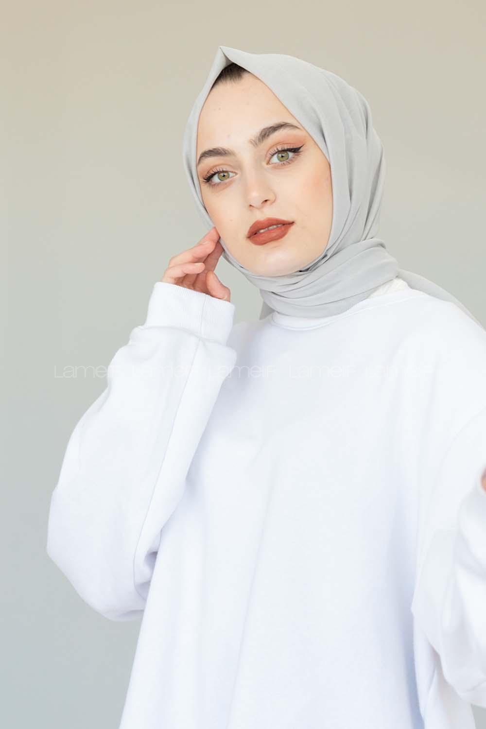 Modalamelif Açık Gri İnce Keten Şal