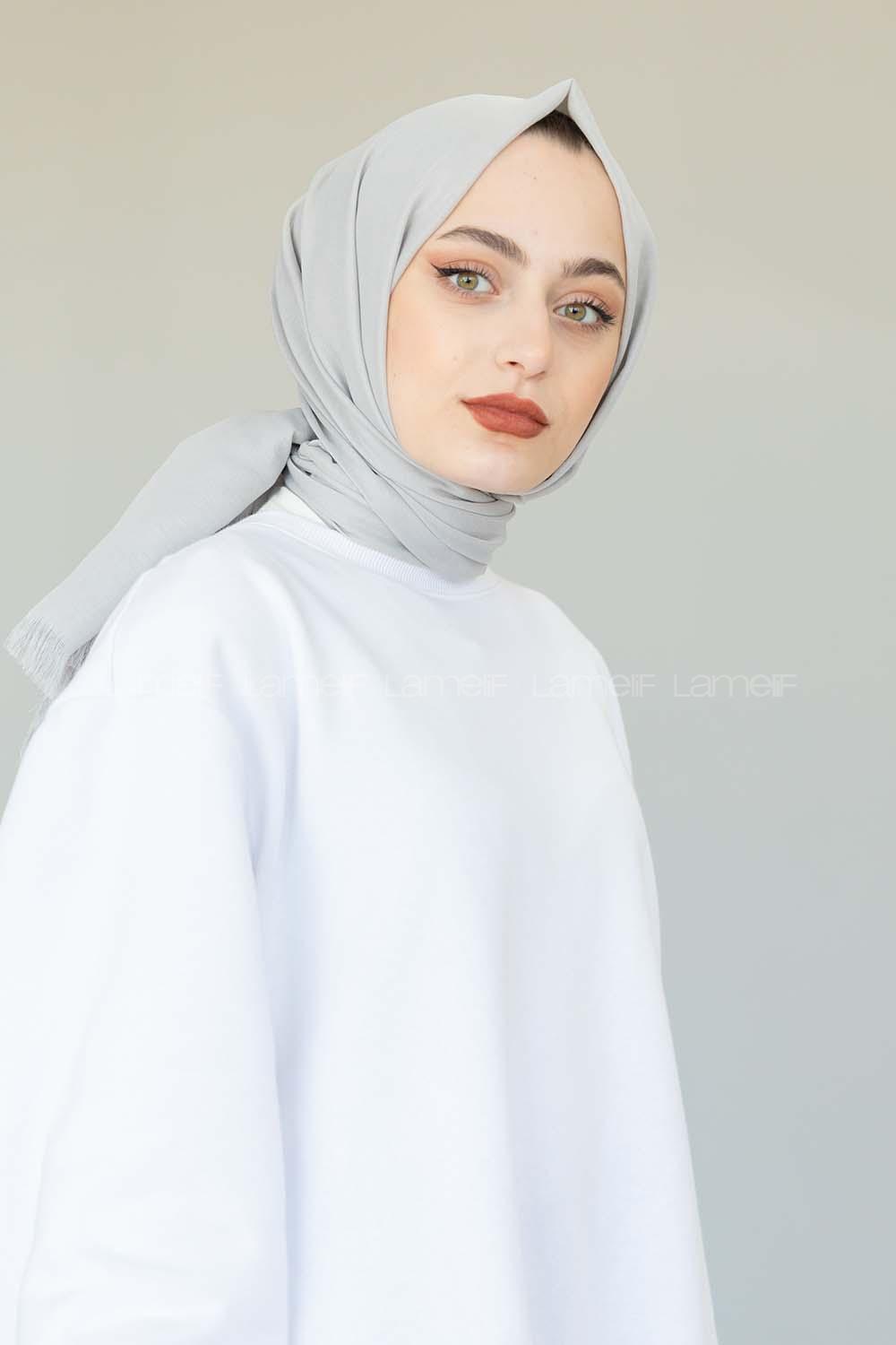 Modalamelif Açık Gri İnce Keten Şal