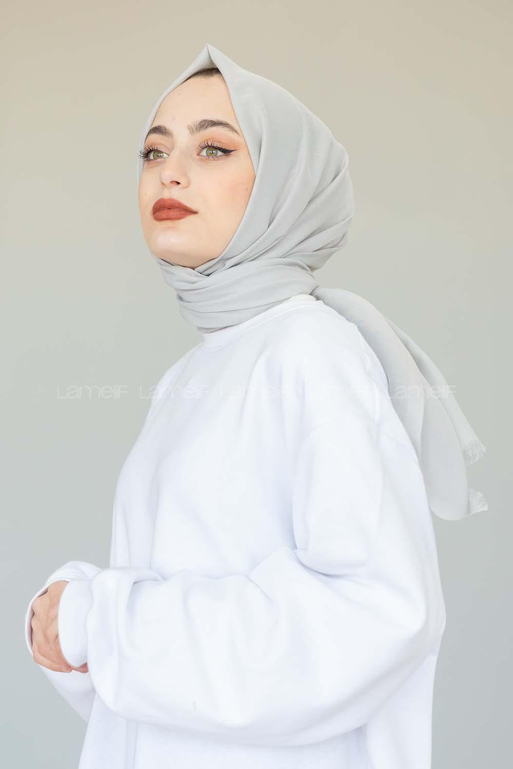 Modalamelif Açık Gri İnce Keten Şal