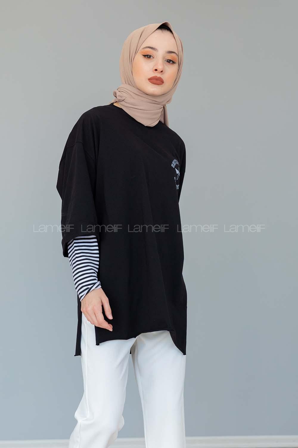 Modalamelif Air Force Baskılı T-shirt Siyah