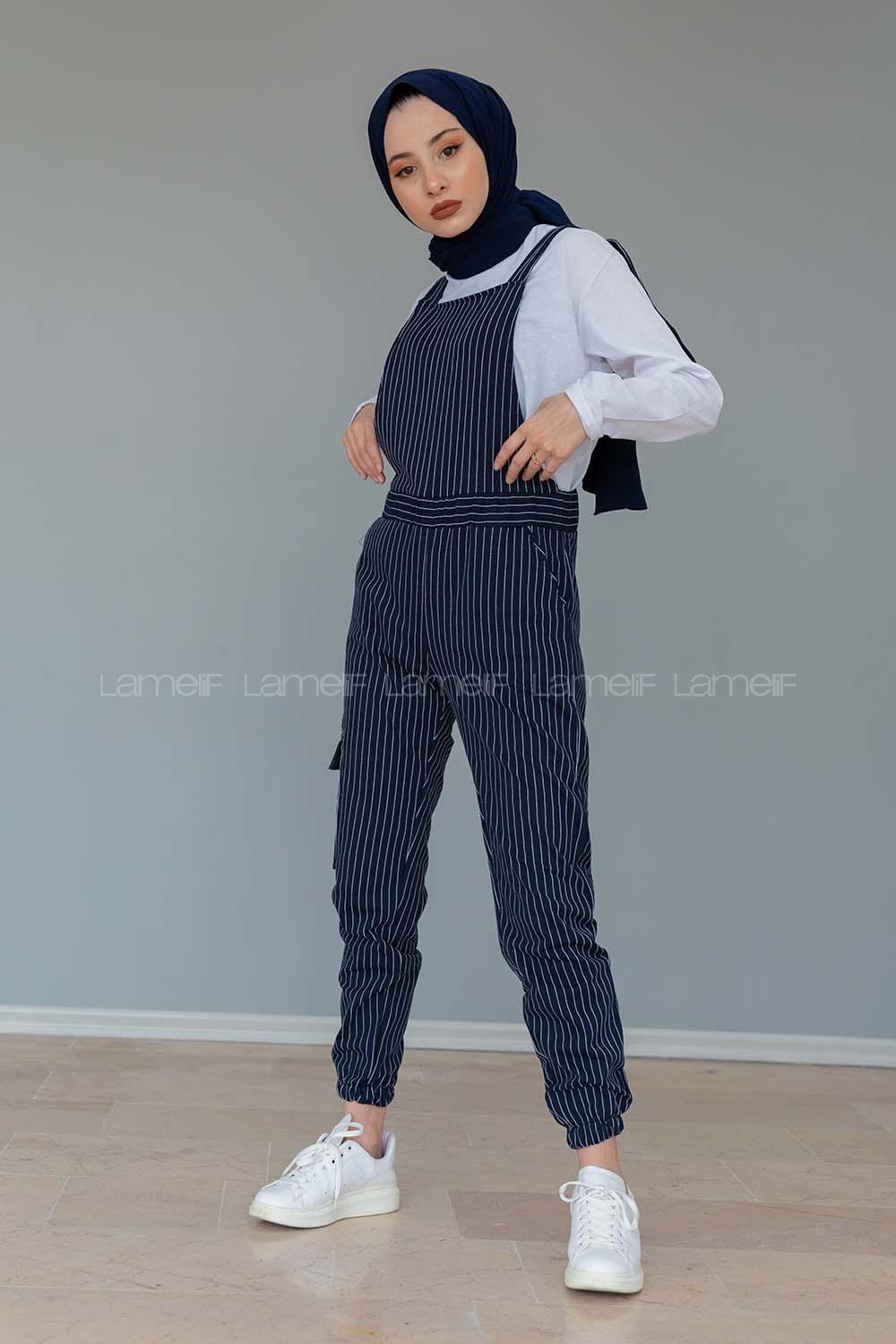 Modalamelif Çizgili Kargo Slopet Lacivert