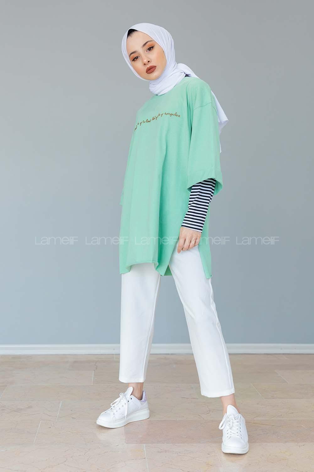 Modalamelif Good Girls Yarım Kol Tshirt Çağla Yeşili