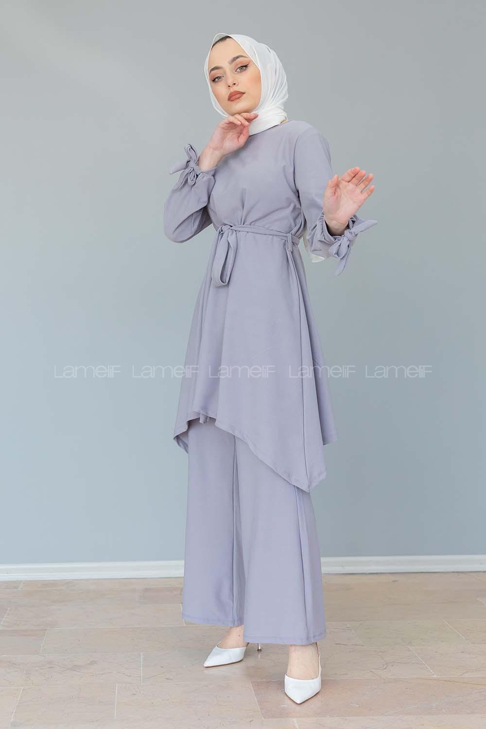 Modalamelif Kol Bağlamalı İspanyol Takım Gri