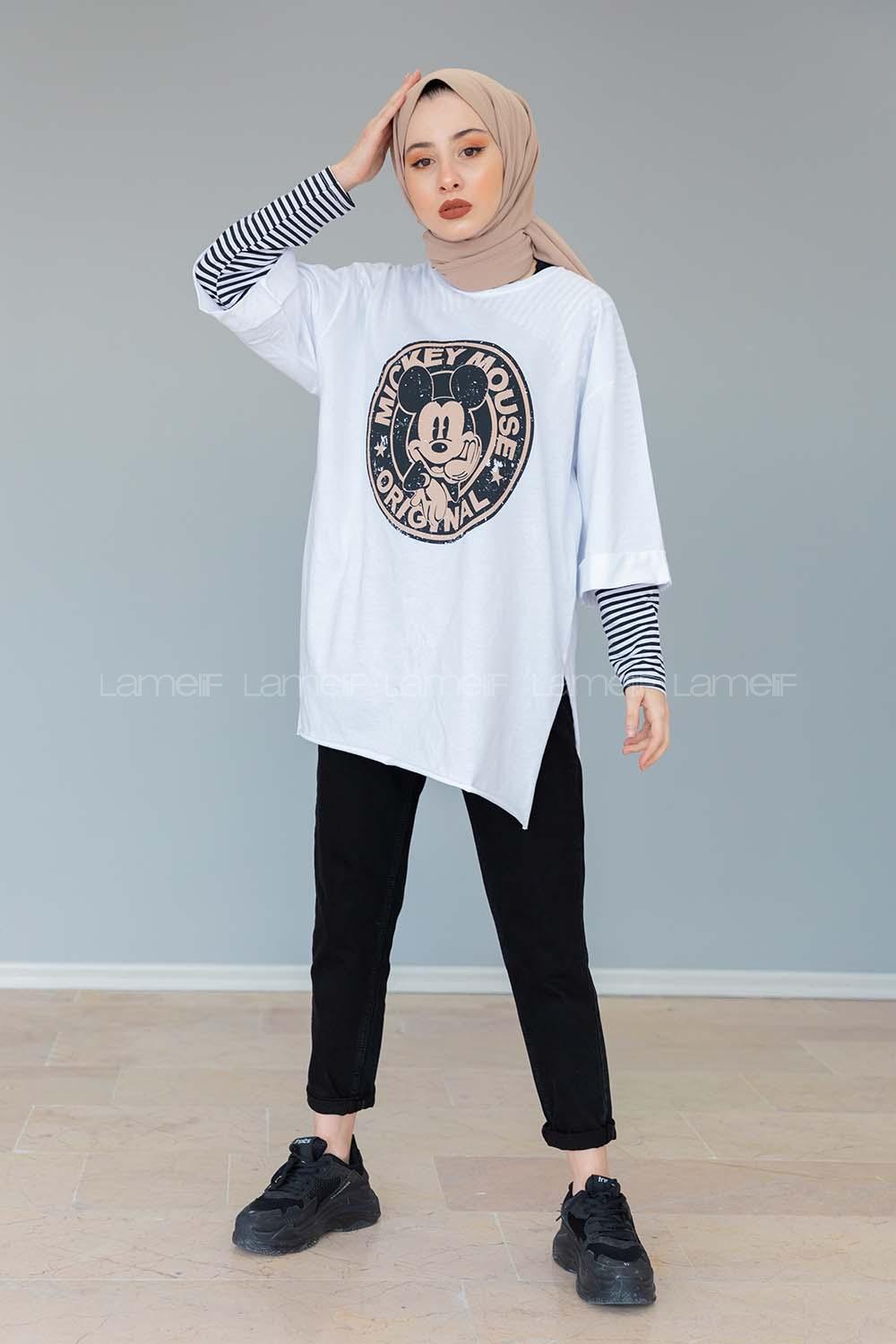 Modalamelif Mıckey Mouse T-shirt Beyaz