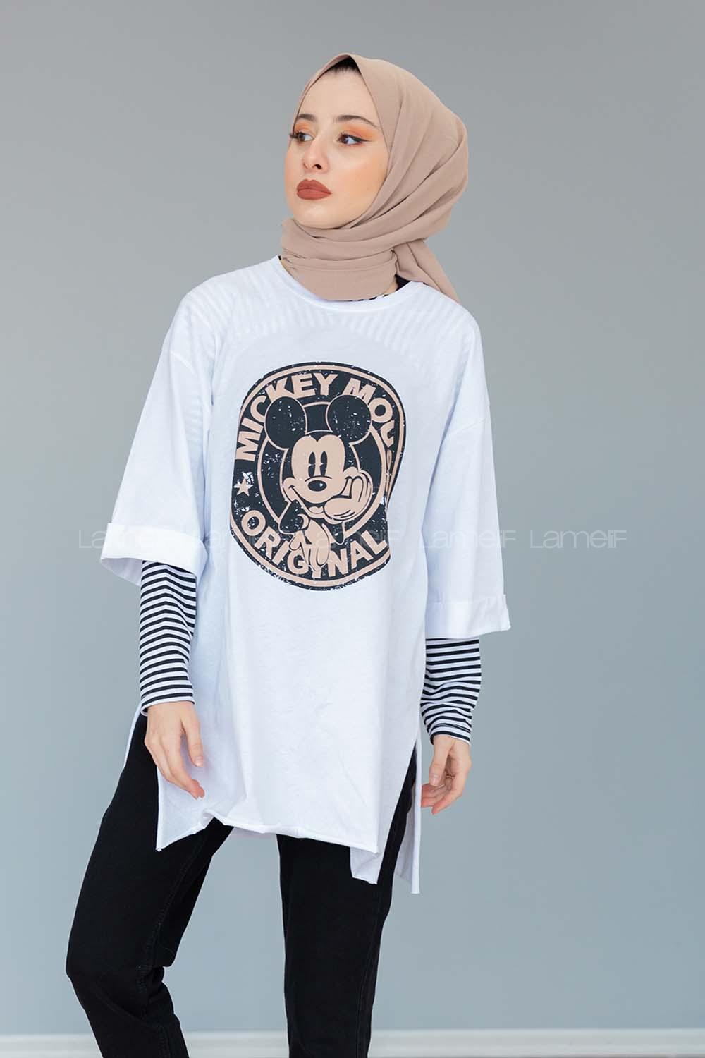 Modalamelif Mıckey Mouse T-shirt Beyaz