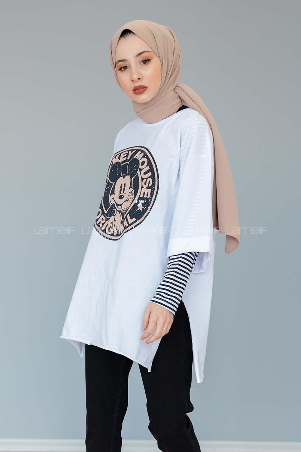 Modalamelif Mıckey Mouse T-shirt Beyaz