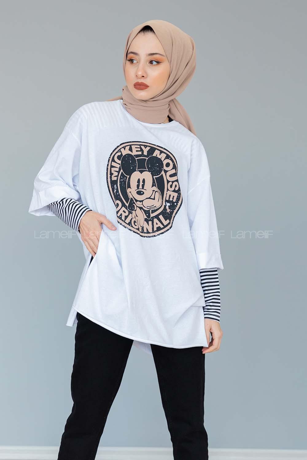 Modalamelif Mıckey Mouse T-shirt Beyaz