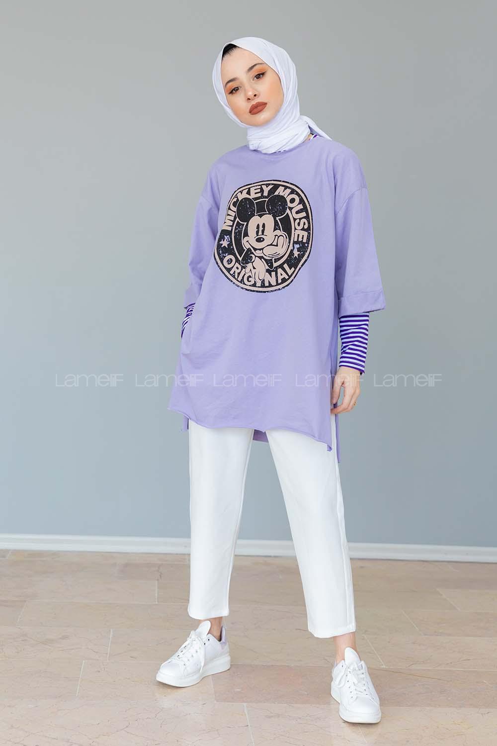 Modalamelif Mıckey Mouse T-shirt Lila