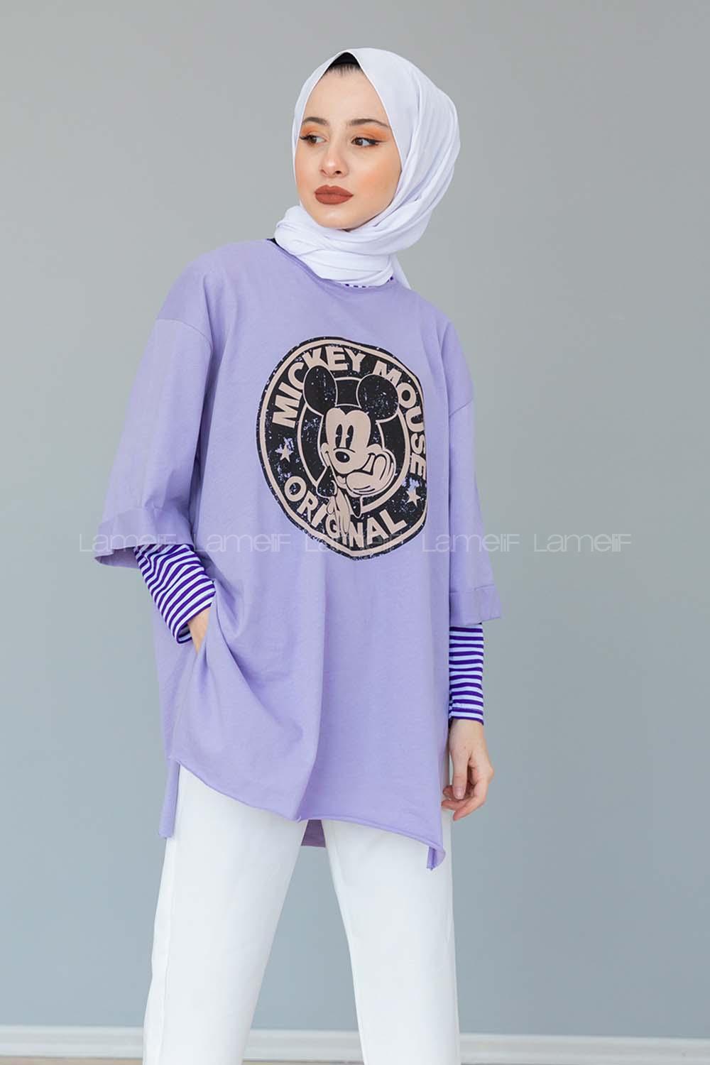 Modalamelif Mıckey Mouse T-shirt Lila
