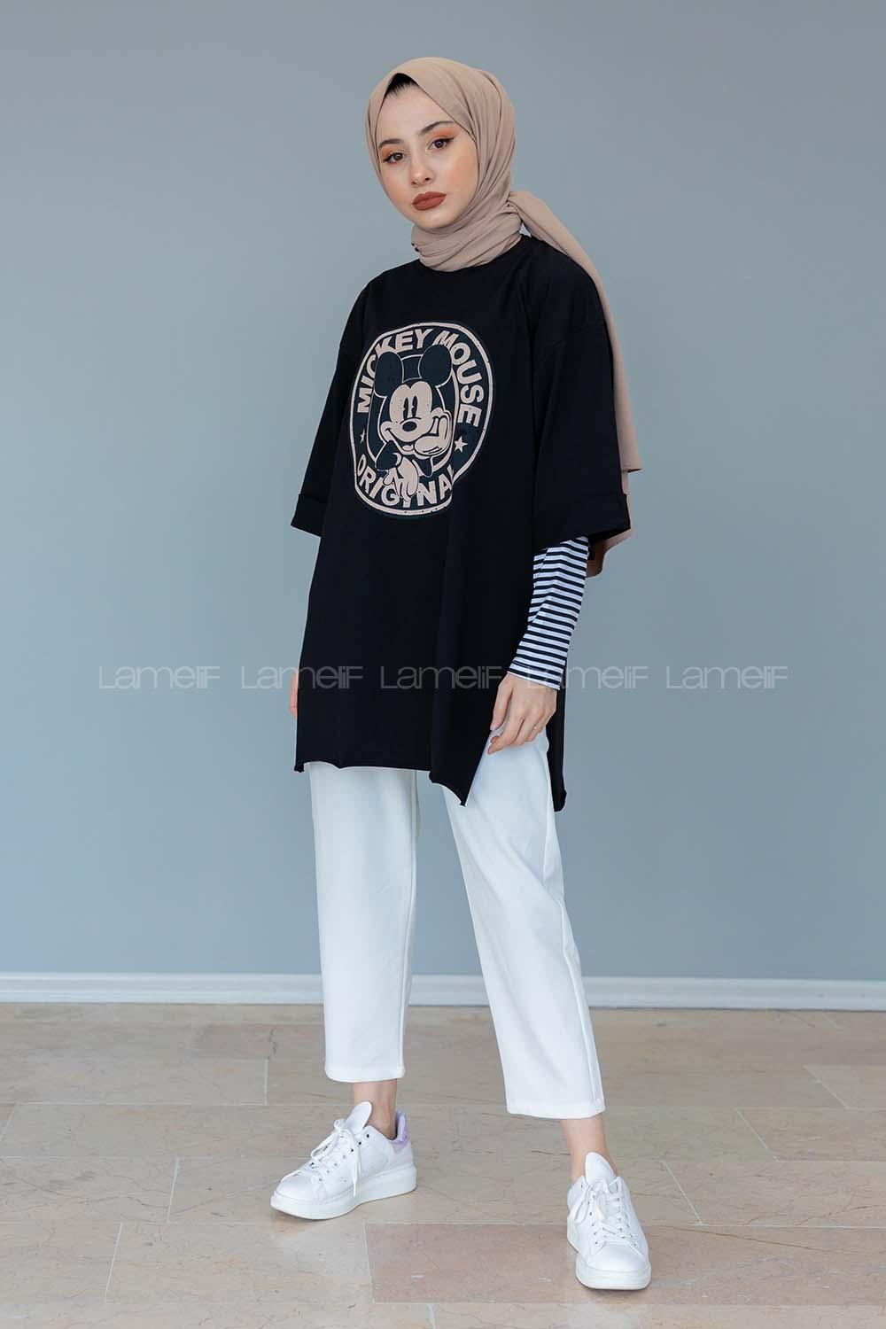 Modalamelif Mıckey Mouse T-shirt Siyah