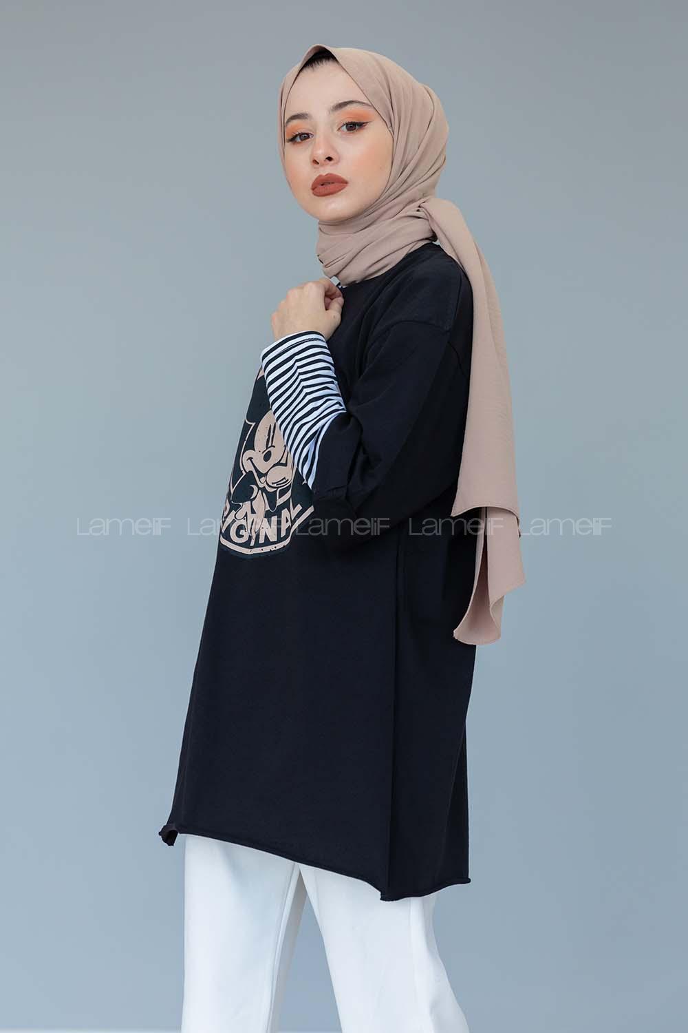 Modalamelif Mıckey Mouse T-shirt Siyah