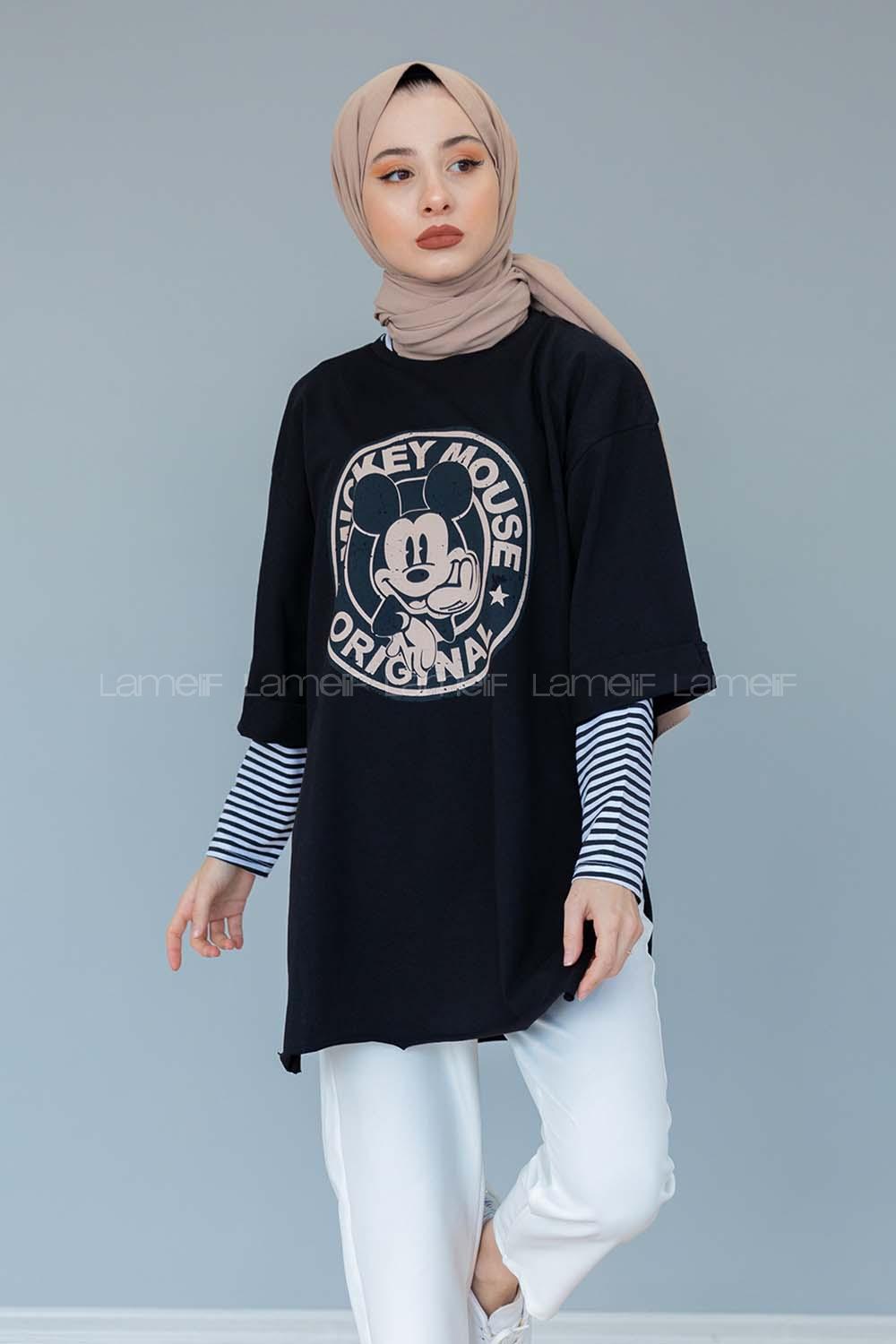 Modalamelif Mıckey Mouse T-shirt Siyah