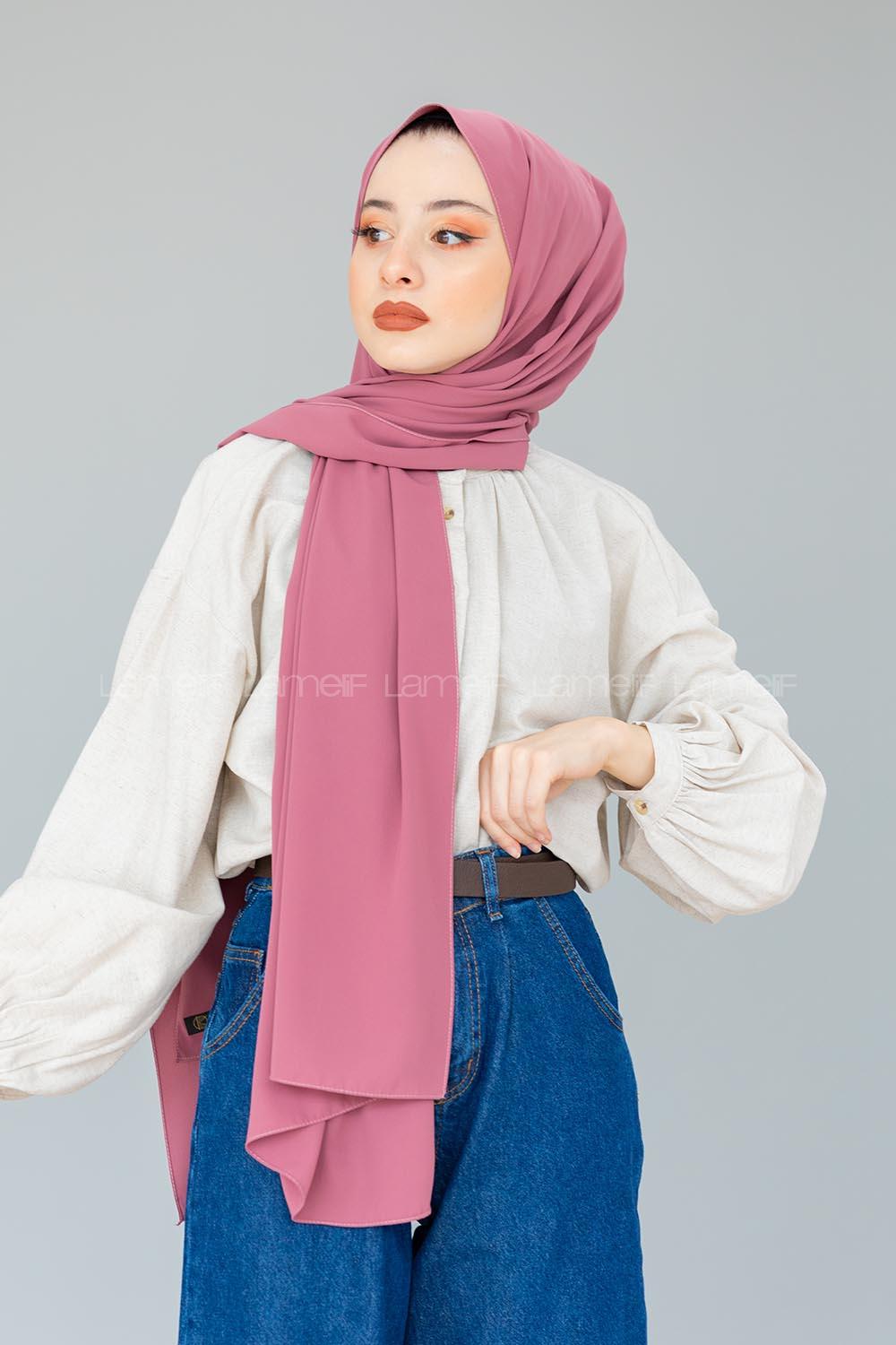 Modalamelif Pastel Gül Medine İpeği Şal