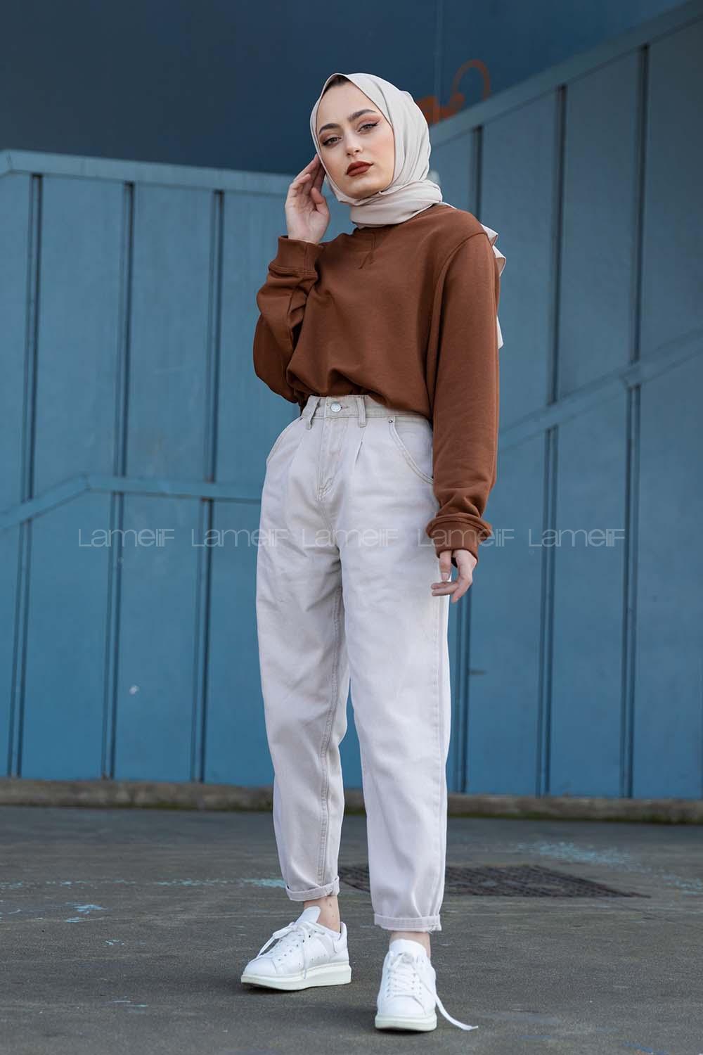 Modalamelif Balon Kol Sweatshirt Kahverengi