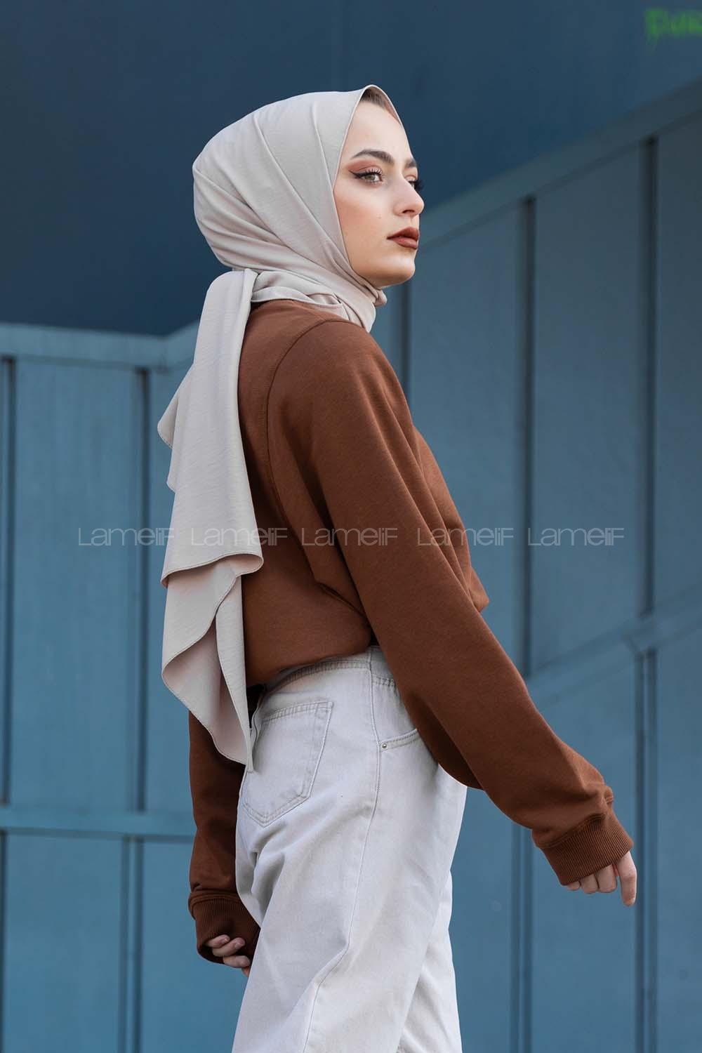 Modalamelif Balon Kol Sweatshirt Kahverengi