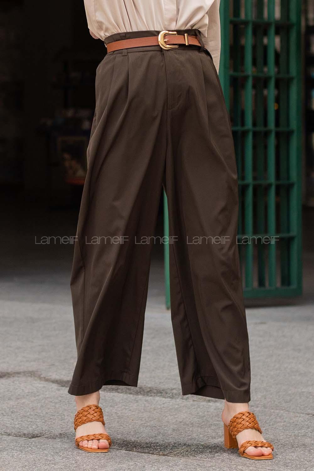 Modalamelif Beli Lastikli Geniş Paça Pantolon Haki